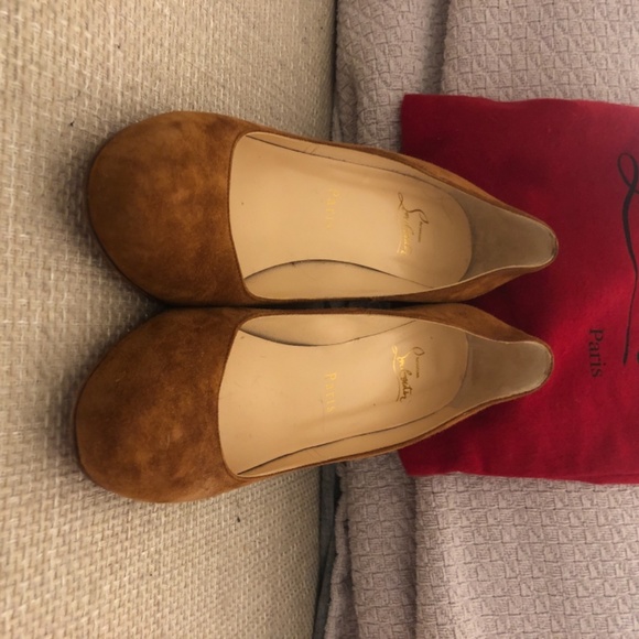 Christian Louboutin Closed Toe Suede Wedges - Picture 2 of 3